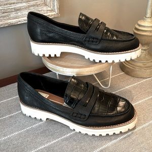 Dolce Vita Aubree Onyx leather platform loafers Size 8